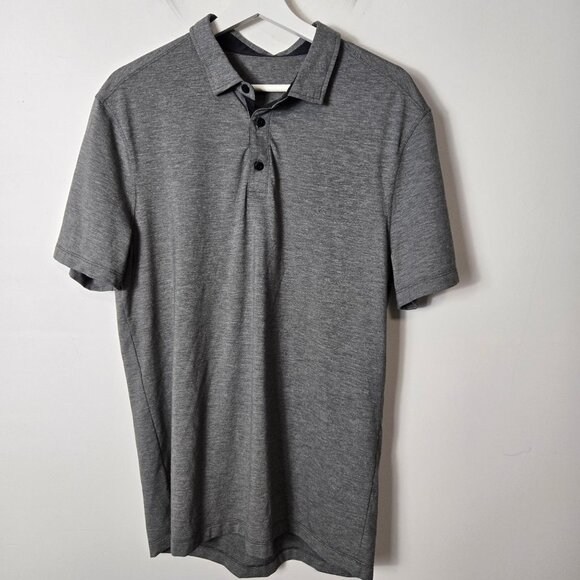 Lululemon Men's Size M Evolution Short Sleeve Polo Shirt Heathered Gray - Picture 1 of 5